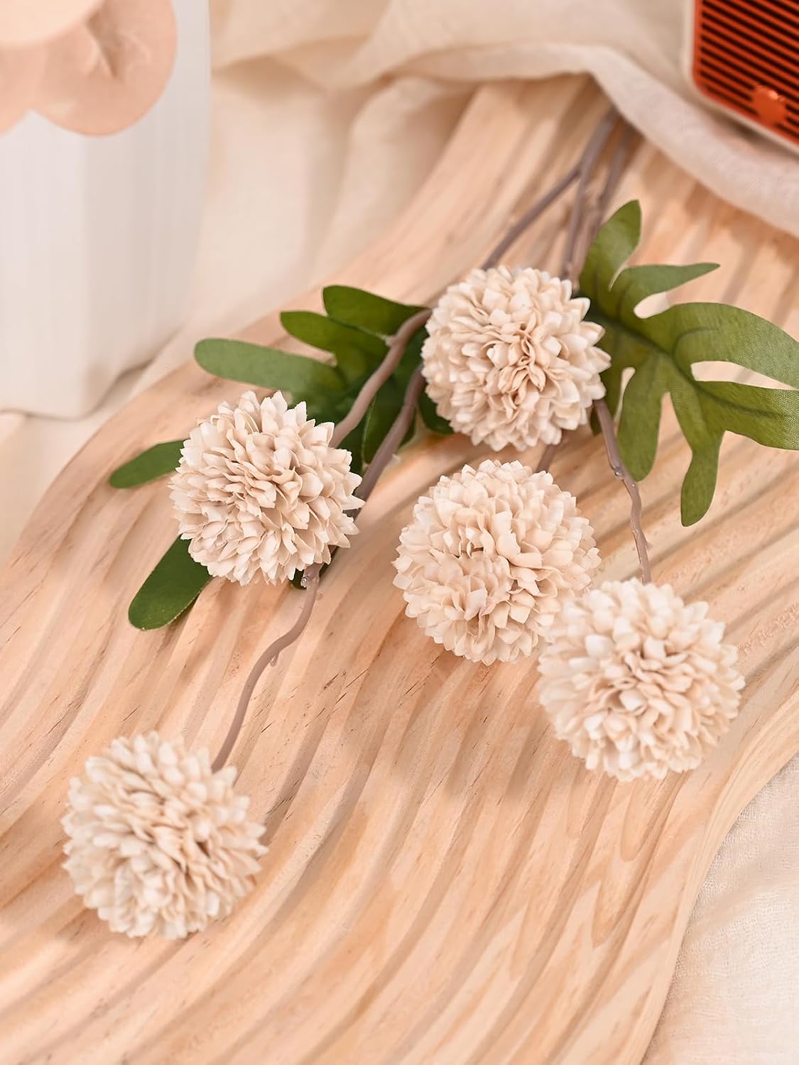 Fake Silk Pompon Mum Artificial Flowers / Beige / Set of 10