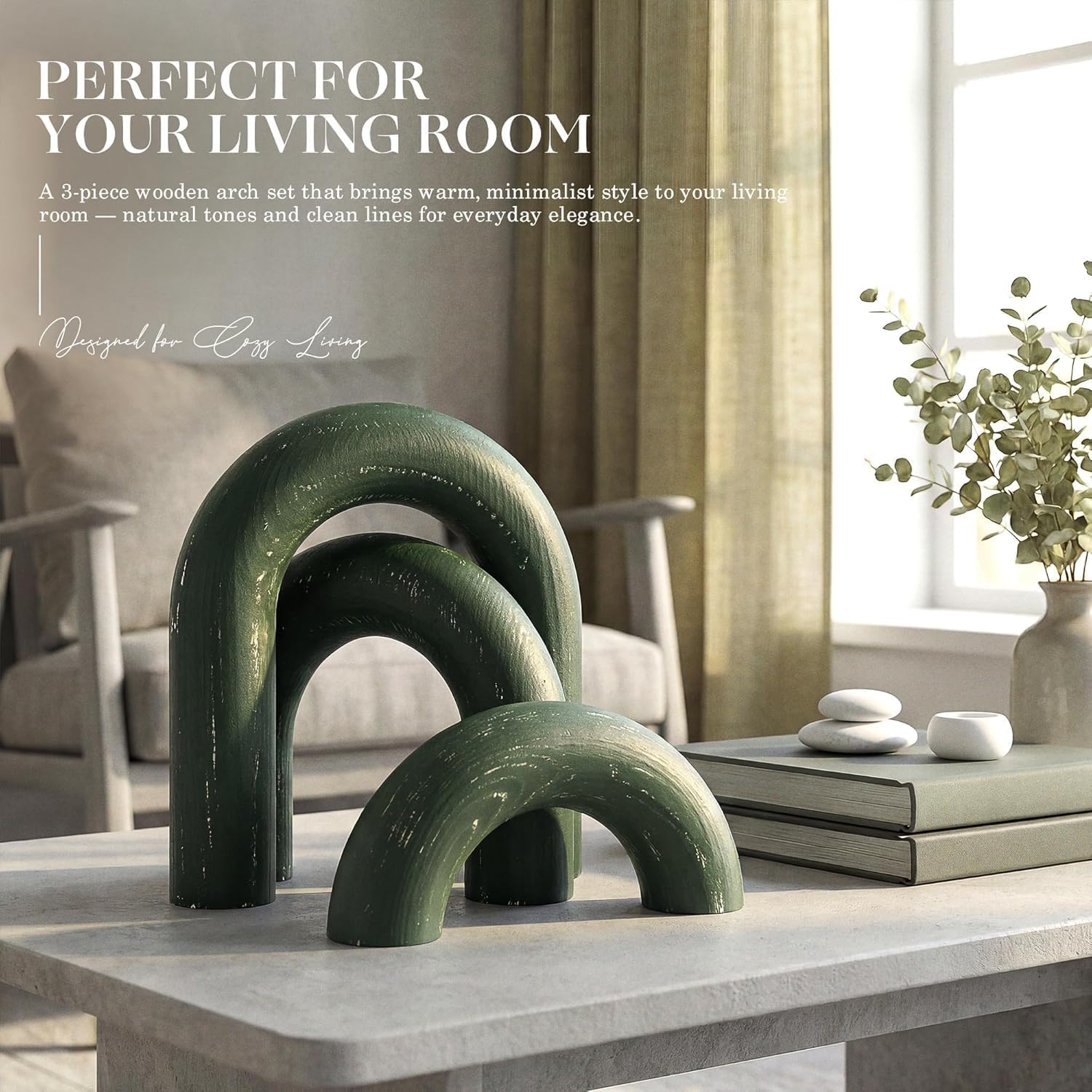 Pine Wooden Arch Decor Set for Boho Decor / Green