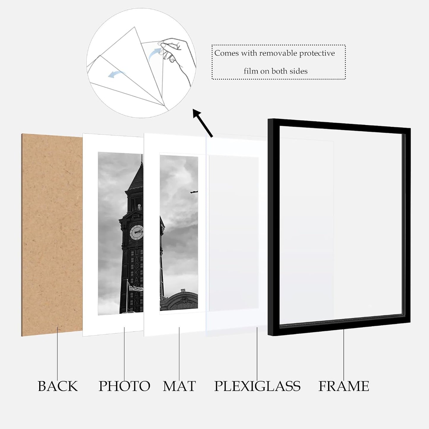 Wiscet 18x24 Picture Frame Set of 3, for Wall Gallery Photo Frames, Black | Display Pictures 16x20 with Mat or 18 x 24