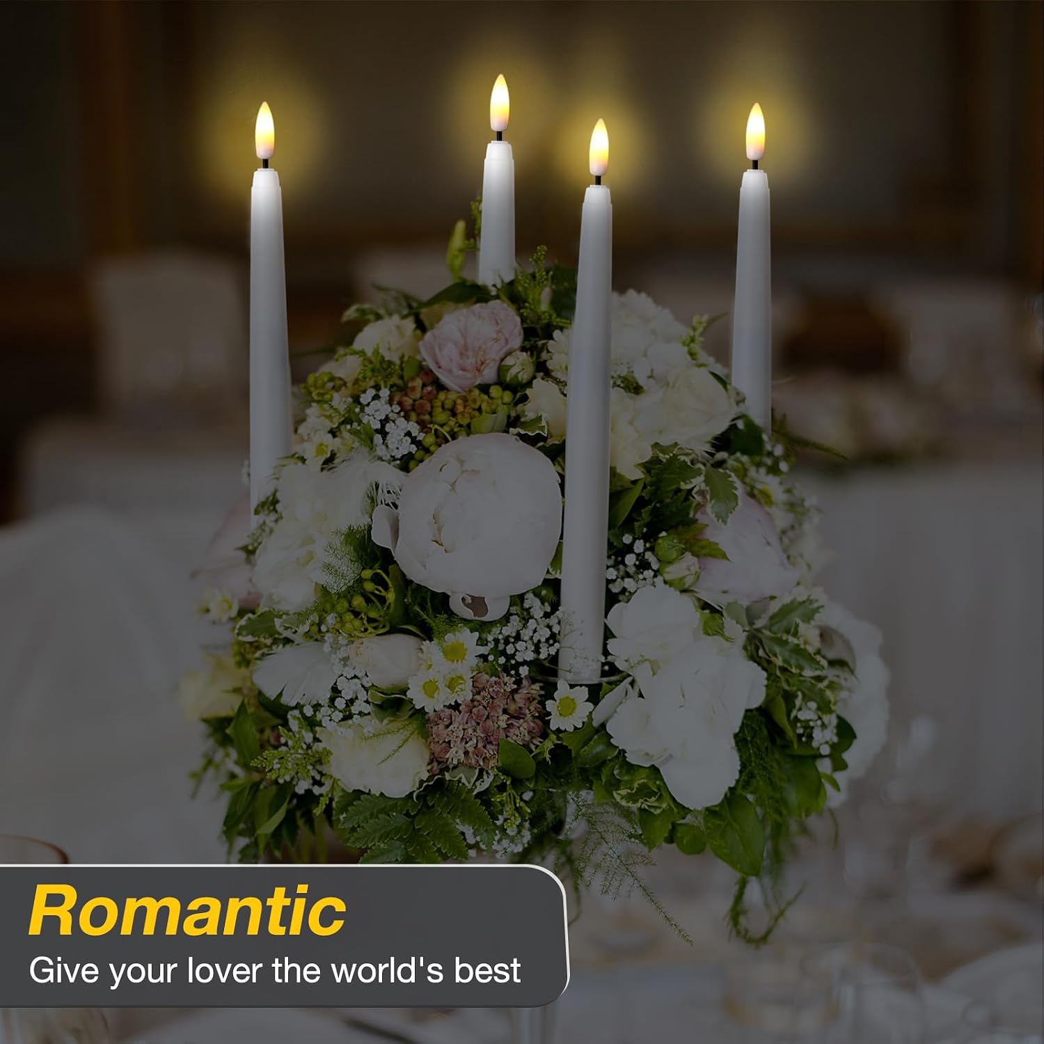 20 Pcs Flickering Flameless Taper Candles Bulk LED Battery Operated Realistic Flame Effect with Remote & Timer Safe No