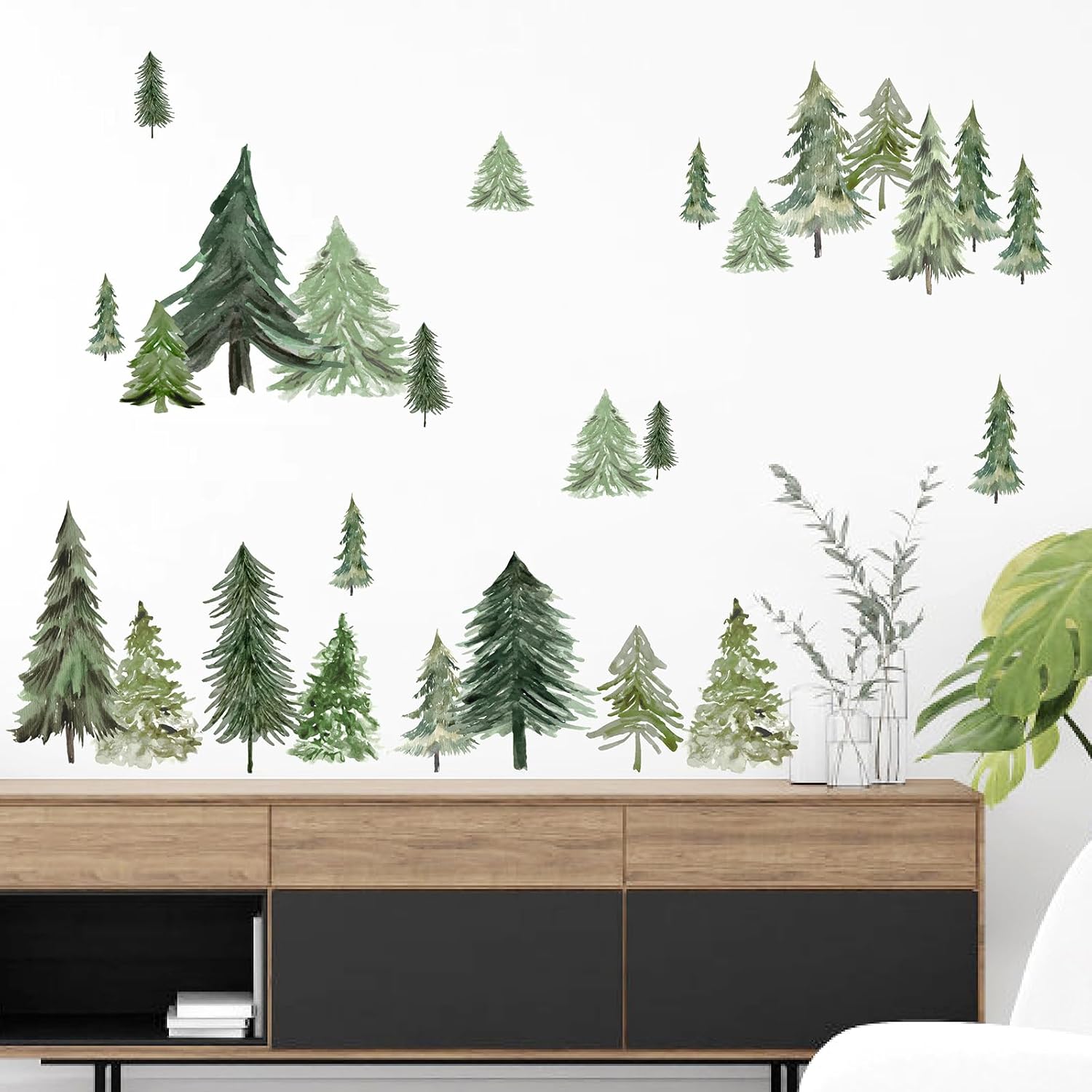 Watercolor Tree Wall Stickers Small Pine Tree Wall Decal Trees Wall Window / Small Tree / Green