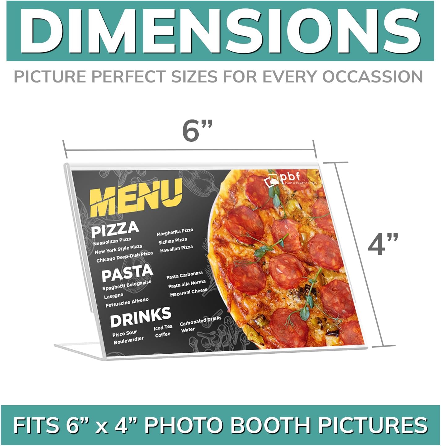 pbf 6x4 Acrylic Sign Holder | 6 x 4 Horizontal Stand Up Slanted Sign Holder | Acrylic Stands for Display | Clear