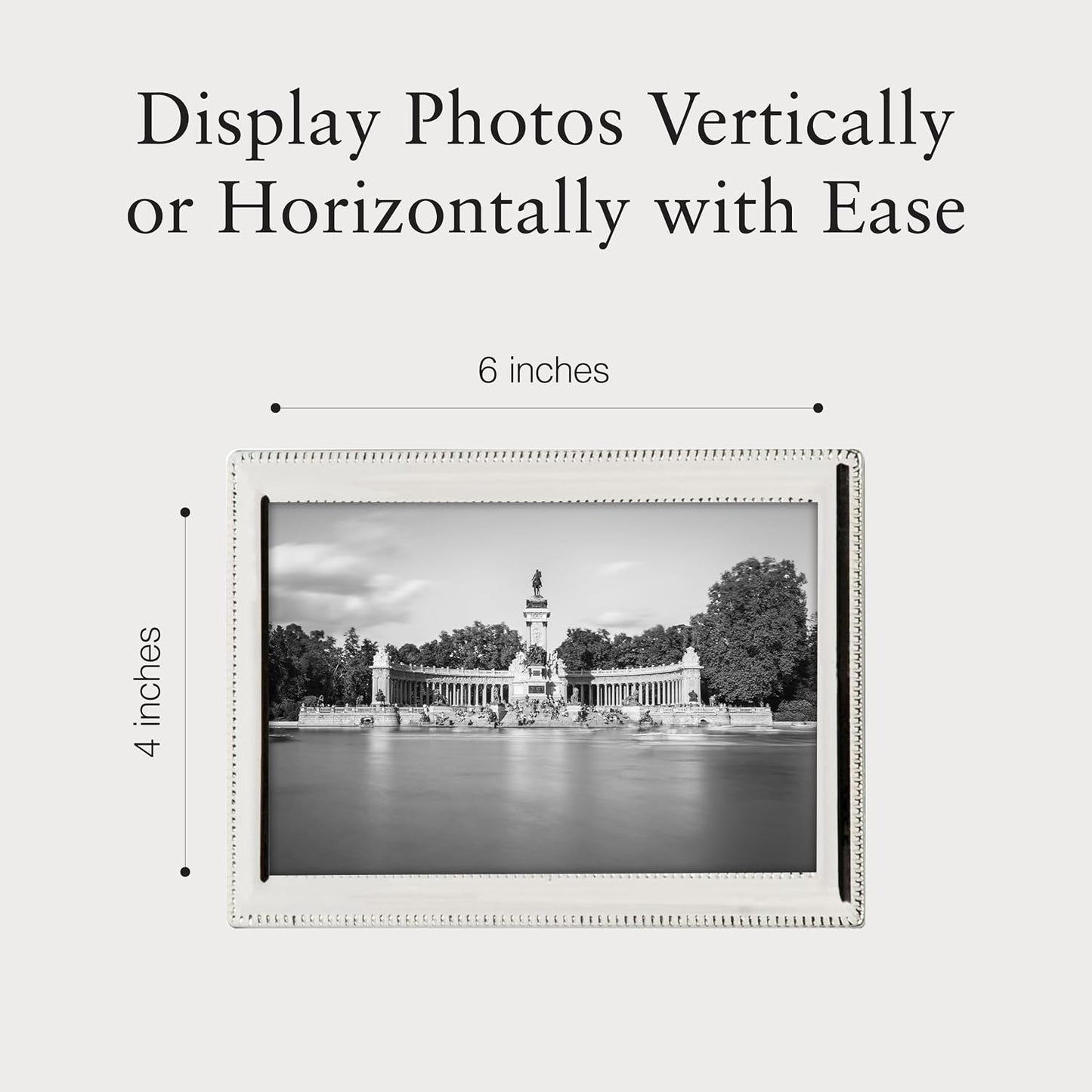 Siena Double Border Bead Silver Picture Frame, Tarnish Resistant Finish, Perfect Photo Frame for any End Table