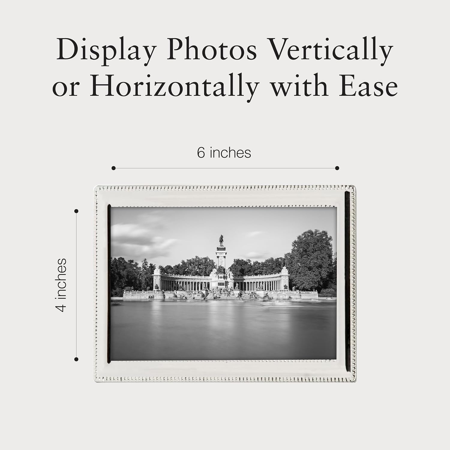 Siena Double Border Bead Silver Picture Frame, Tarnish Resistant Finish, Perfect Photo Frame for any End Table
