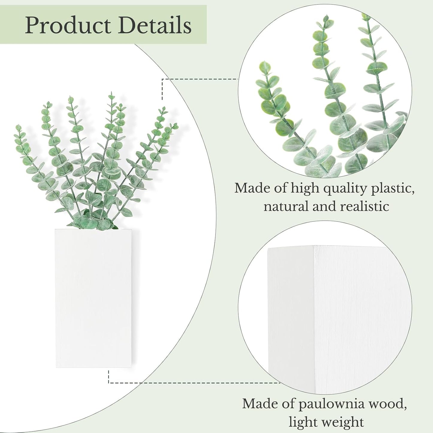 Wood Wall Planter Vase / White / Medium / Set of 2