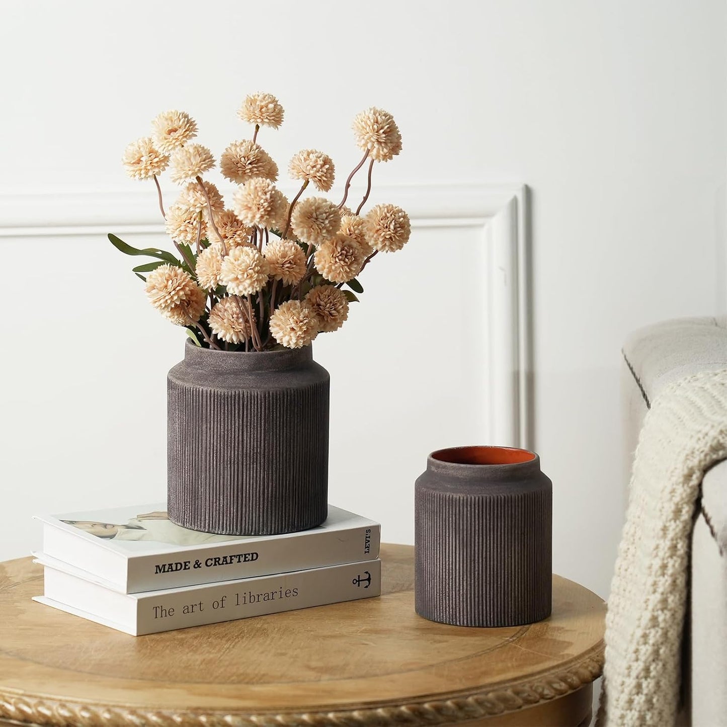 Rustic Ceramic Vase / Brown / 5.9 Inch / Set of 2