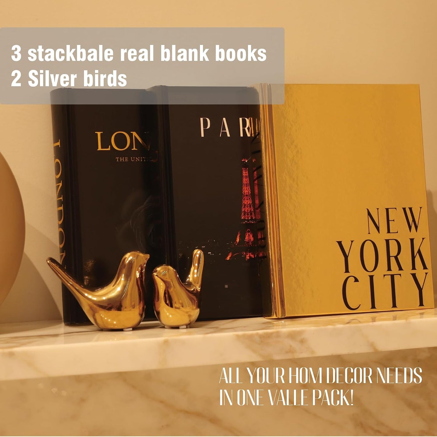 Modern Style Coffee Table Book Decor / Gold