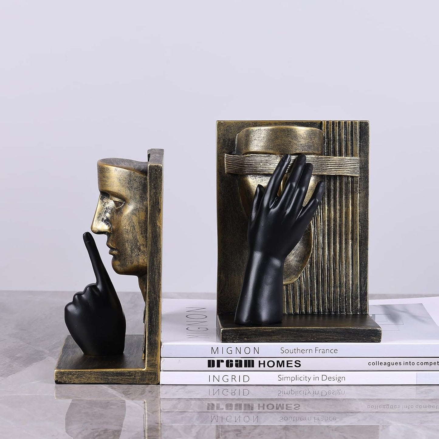 Modern Abstract Art Bookends / Bronze