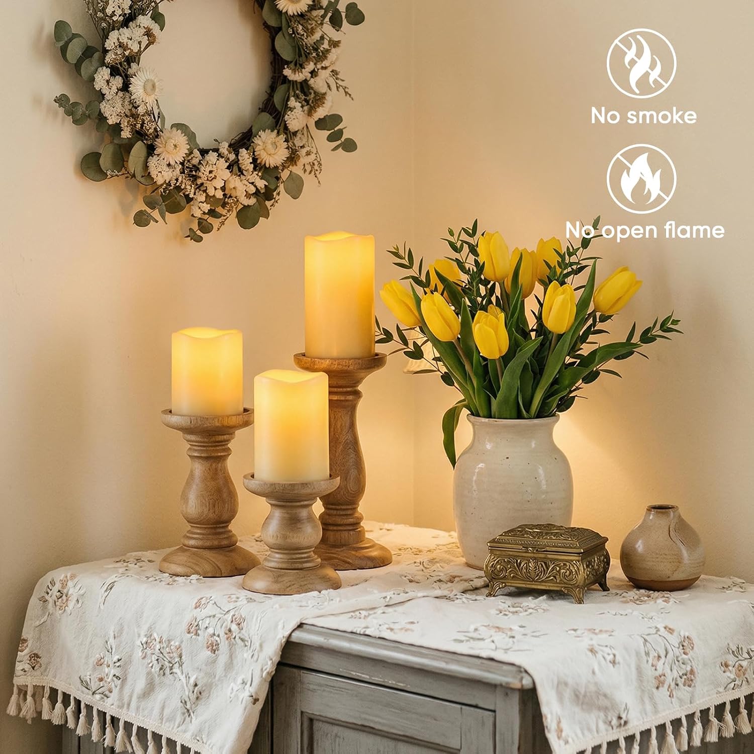 Amagic 3" x 6" Outdoor Waterproof Flameless Candles, Battery Operated Candles with Remote and Timer, Flickering