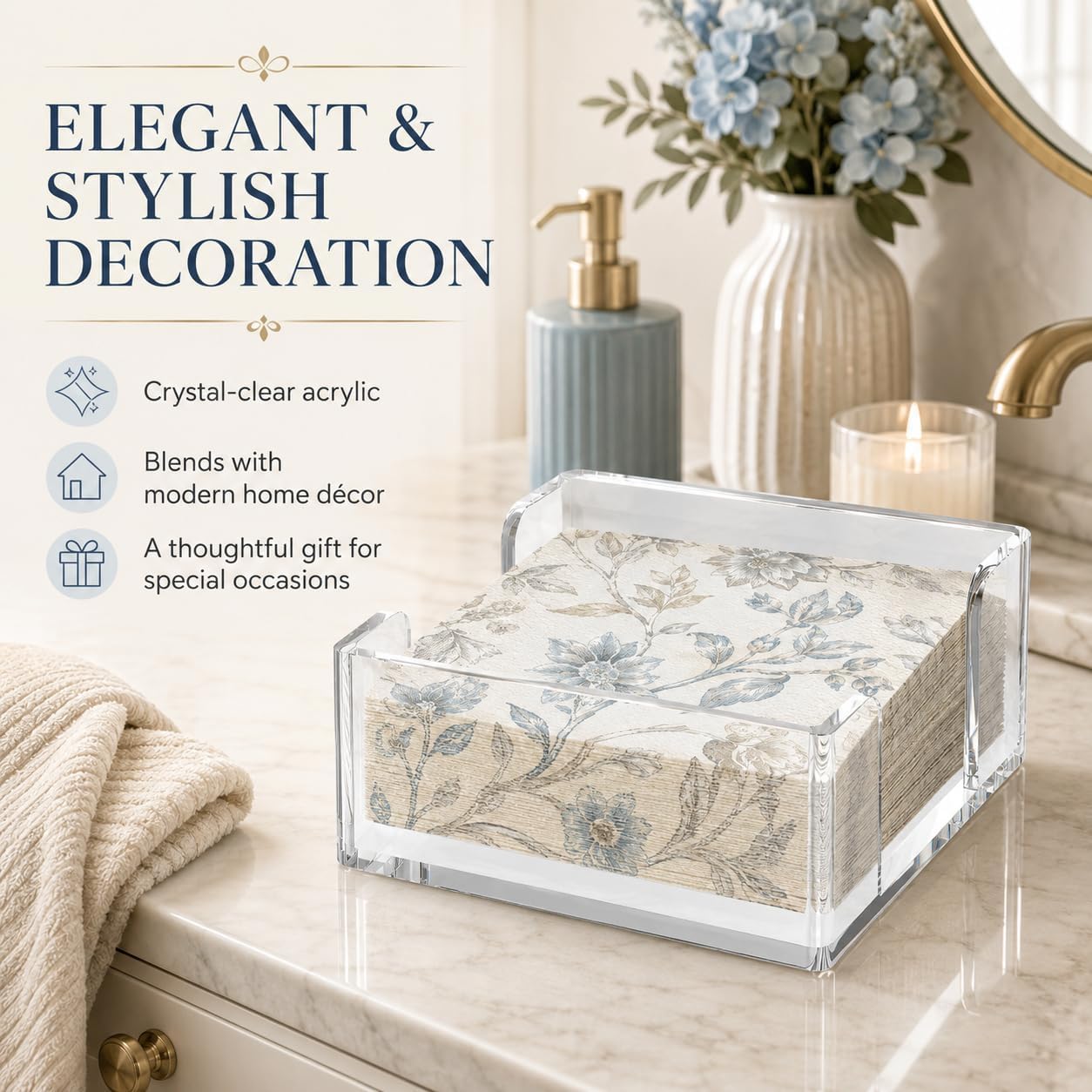 Acrylic Napkin Holder / Clear / Vertical