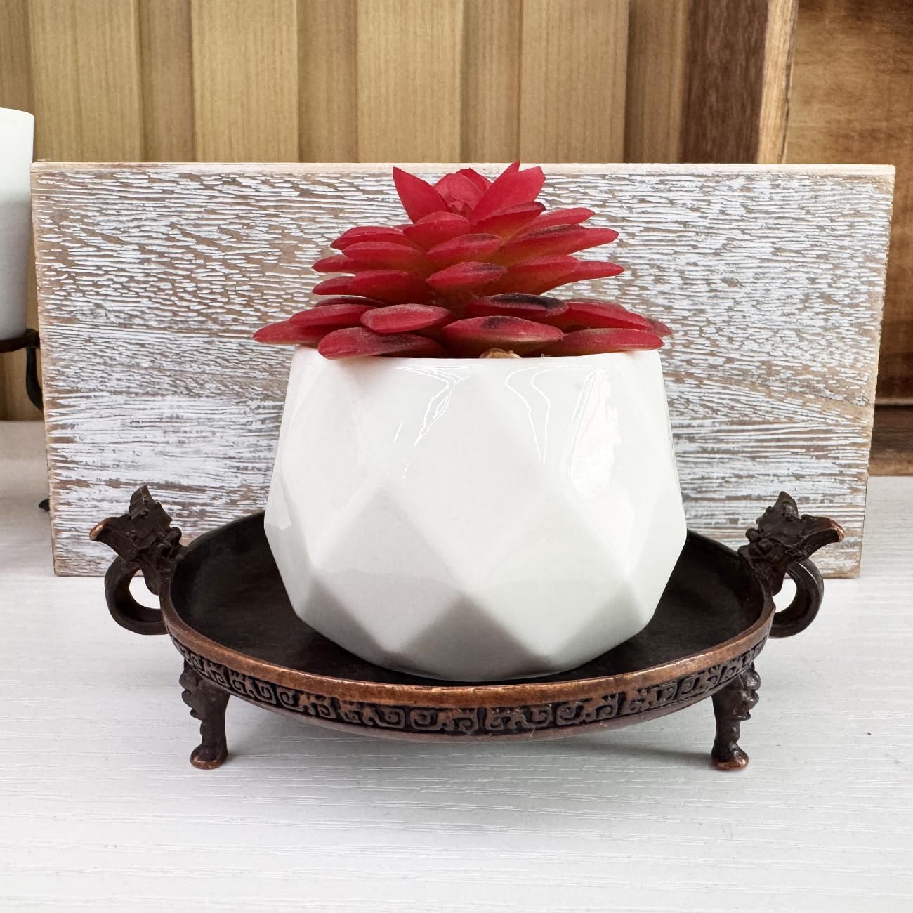 Mini Vintage Jewelry Trays Pillar Candle Pedestal Dish Holder for Rings