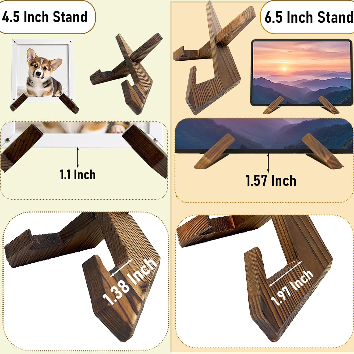 Plate Stands for Display Bowl Wooden Picture Frame Holder Cookbook Stand Decorative Table / 6.5 Inch
