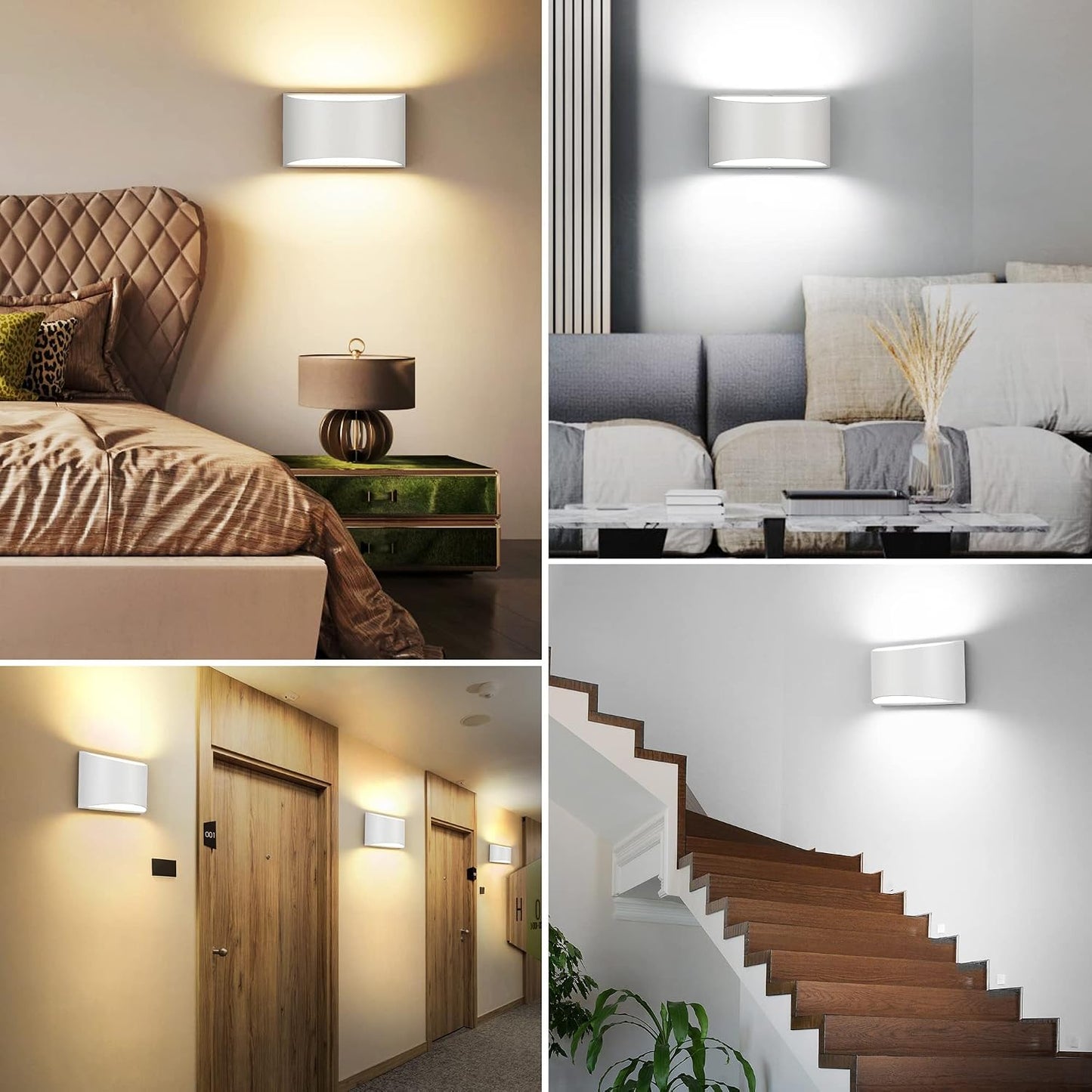 TRLIFE Dimmable Wall Sconces, 3000K/4000K/6000K Selectable Modern Wall Sconce 12W LED Aluminum Wall Mounted Light Set
