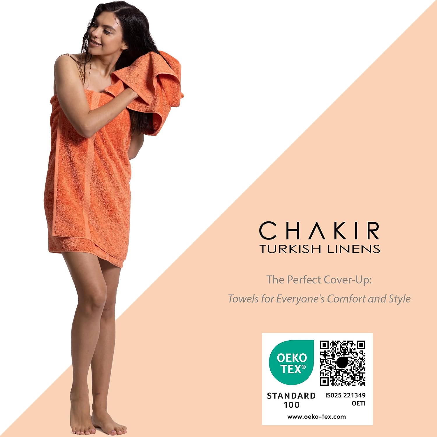 Chakir Turkish Linens 100% Cotton 8-Piece Towel Set, Coral | Premium Towel Set, Oeko-Tex Certified, Soft Plush