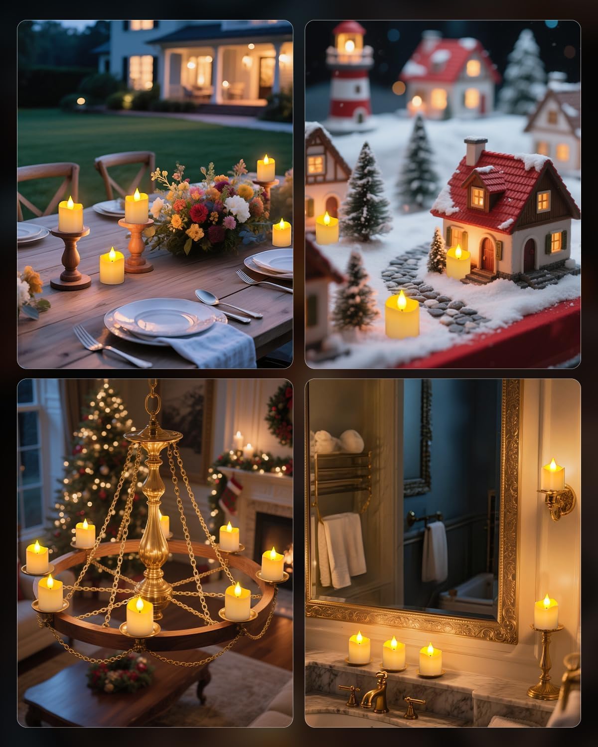 SoulBay Flameless Candles Rechargeable with Remote, 6pcs Electric LED Fake White Votive Candles with Charging Base and