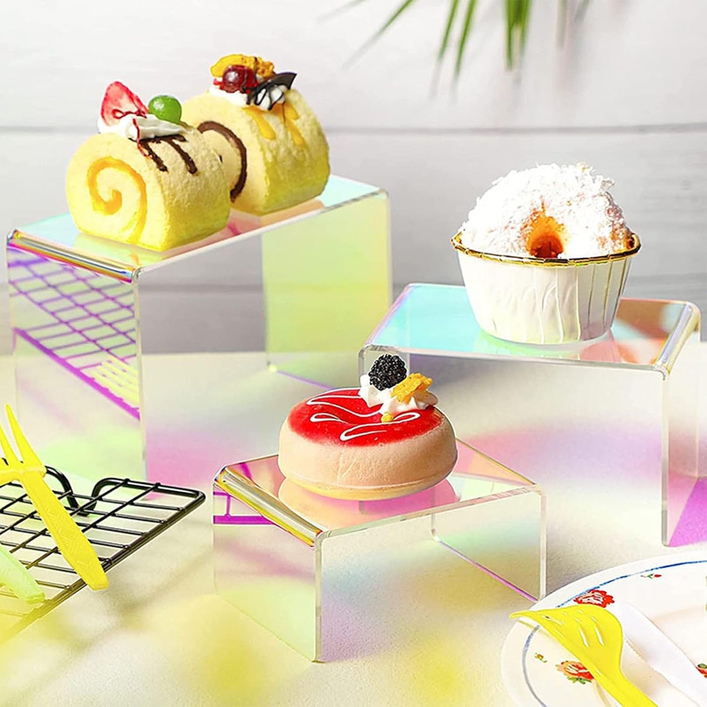 Iridescent Display Risers Rainbow Display Stand Rainbow Acrylic Display Stands Acrylic / Set of 10