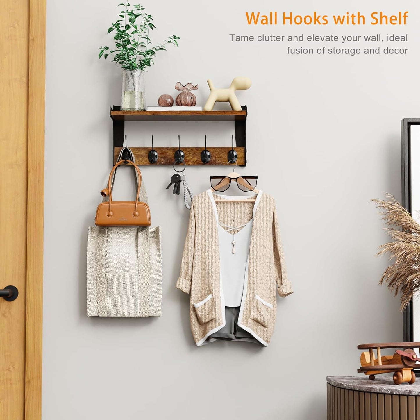 Wood Coat Rack / 16 Inch Long