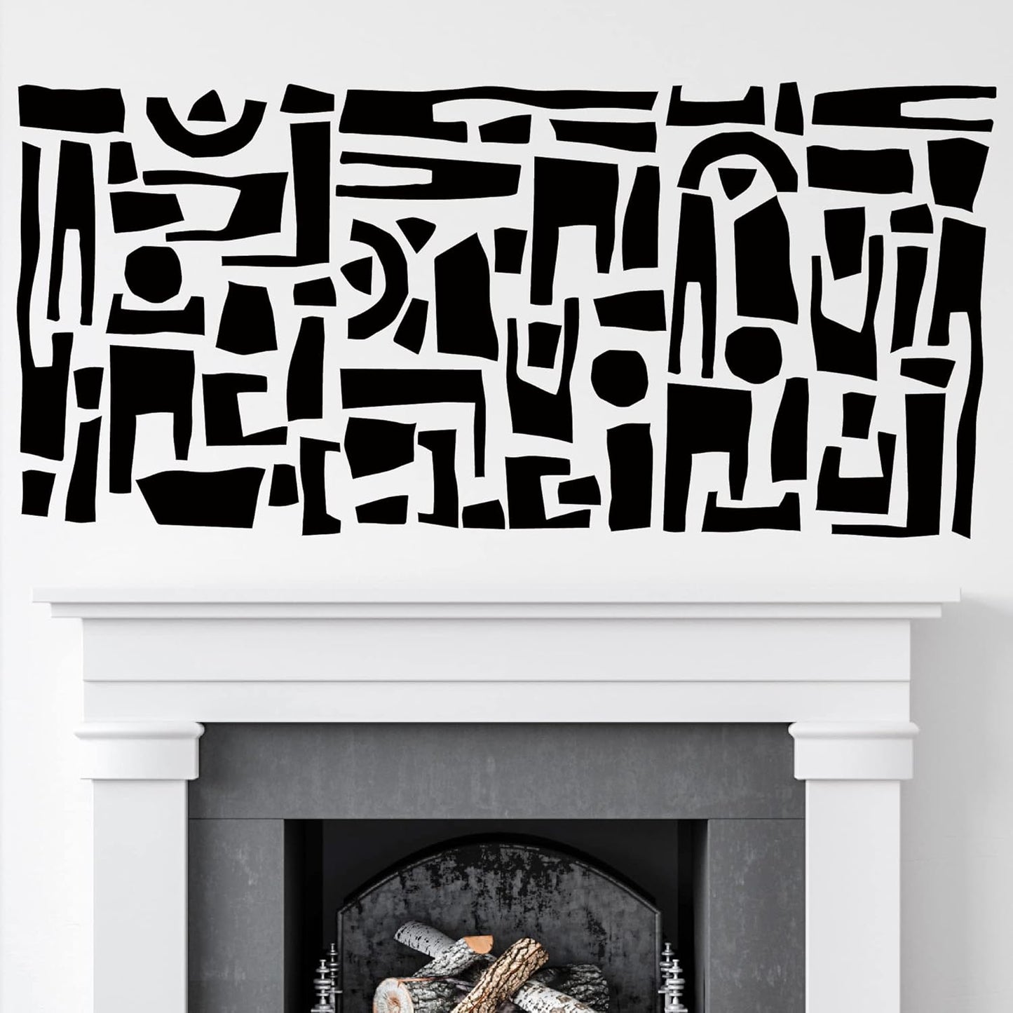 Modern Geometric Minimalist Stone Blocks Wall Stickers / Mysterious / Black