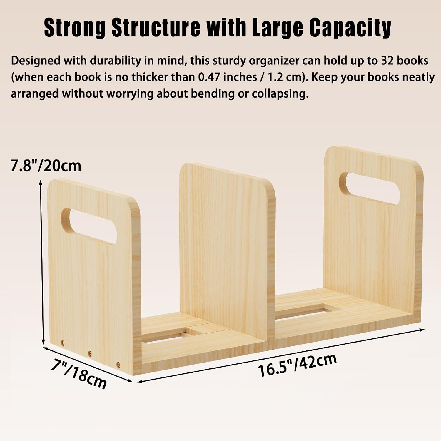 100% Solid Wood Adjustable Desktop Bookshelf / Natural Wood Color