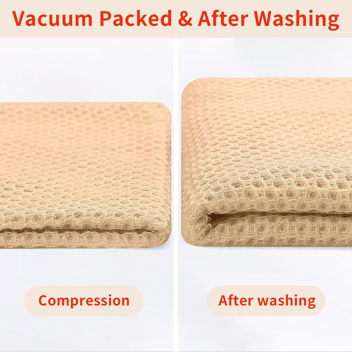 Homaxy 100% Cotton Waffle Weave Kitchen Dish Cloths 18-Pack, Apricot | 12 x 12 Inches, Ultra Soft Absorbent Dish
