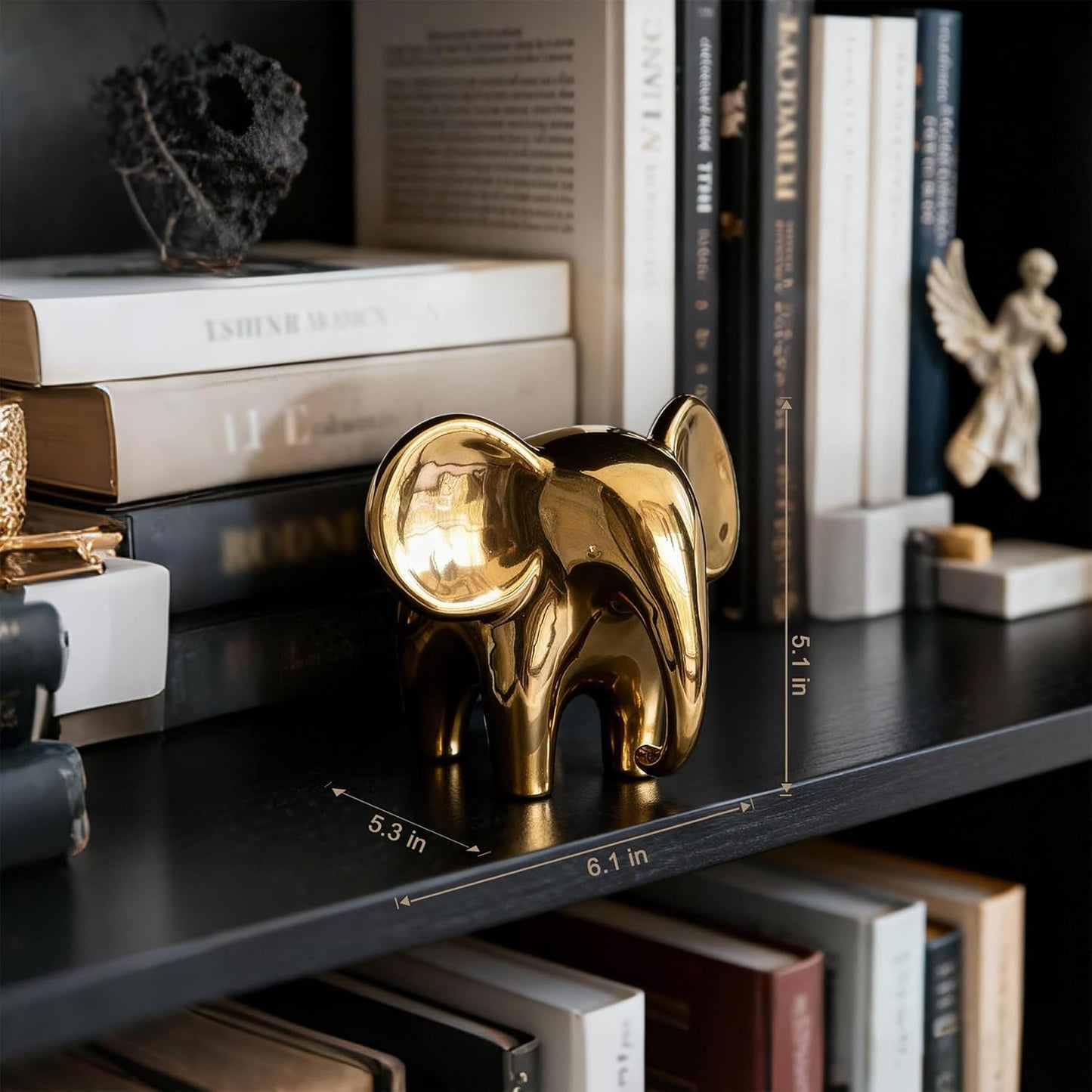 Ceramic Elephant Statue / Gold 1 / Female