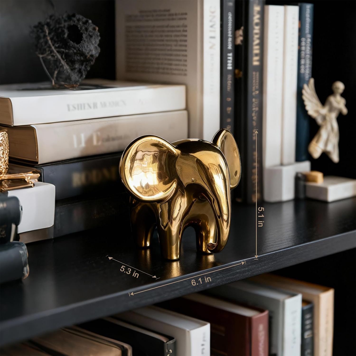 Ceramic Elephant Statue / Gold 1 / Female