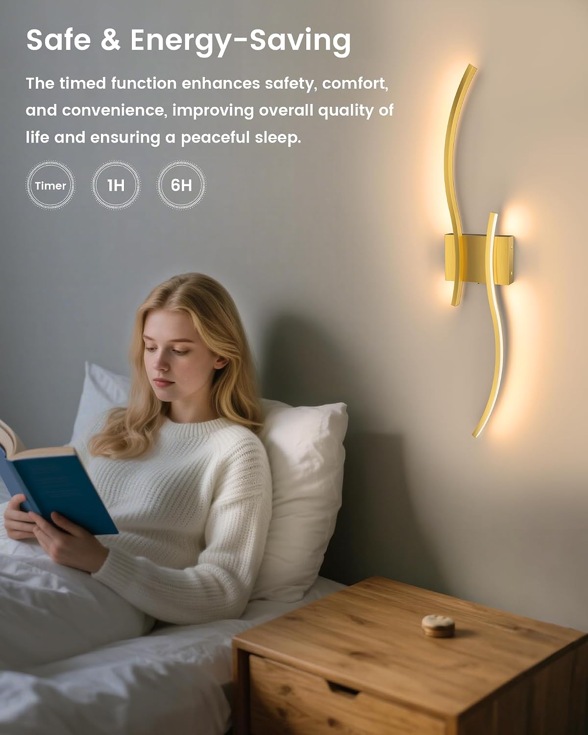 27.6 Inch Battery Operated Wall Sconce Set of 2, Gold Modern Rechargeable Wall Lights with Remote, 3CCT Dimmable