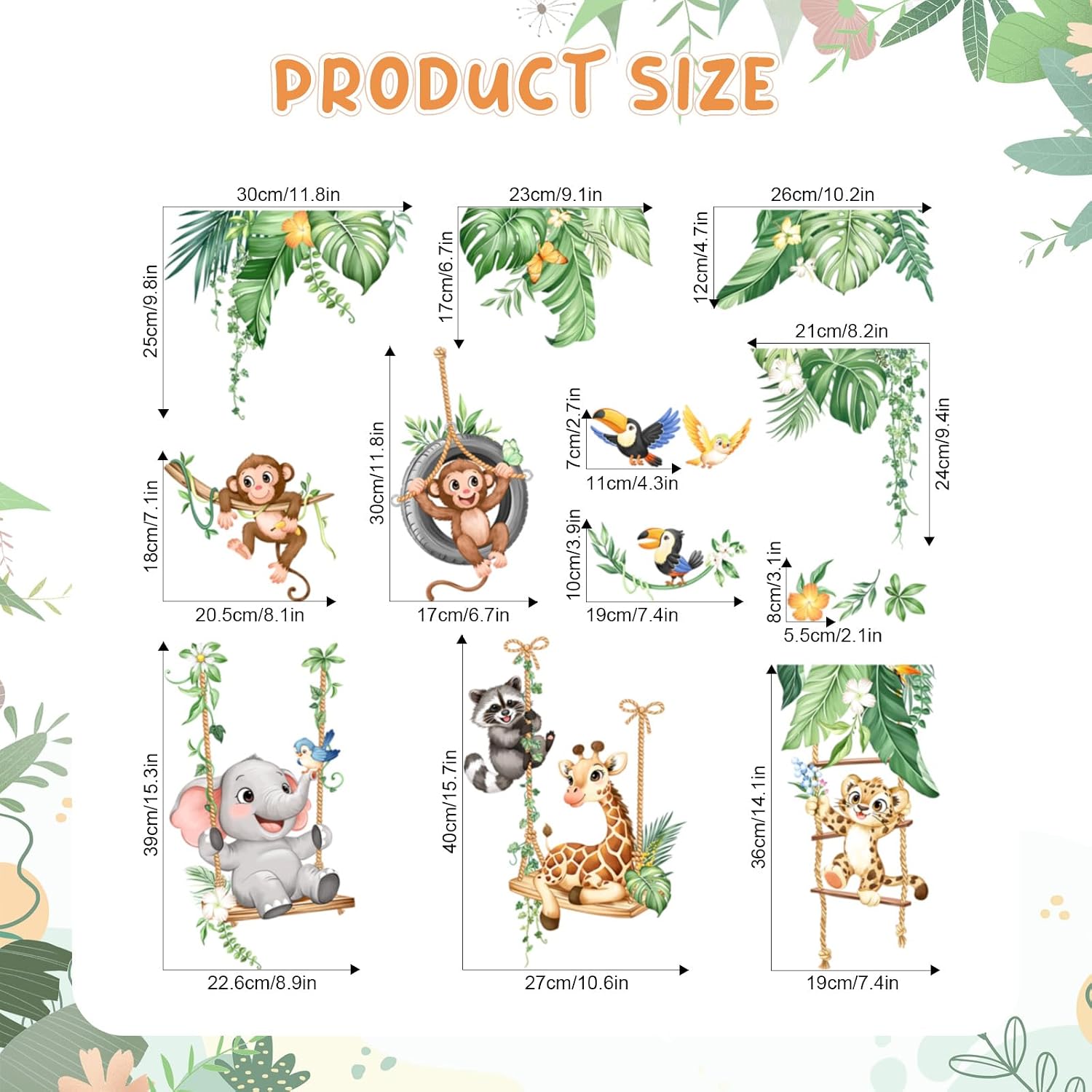 Jungle Animals Swing Wall Decals