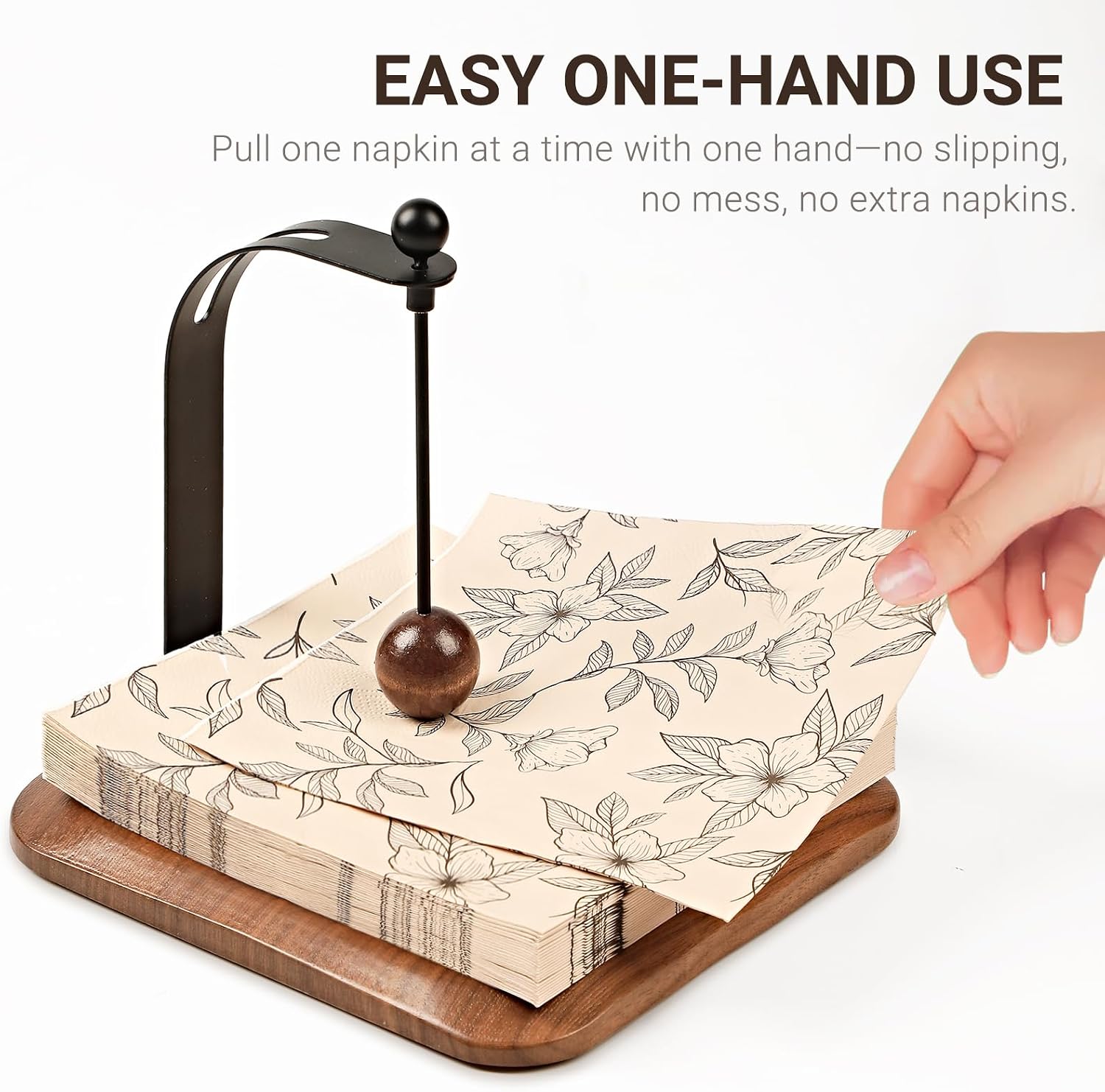 Modern Table Napkin Holder in Solid Walnut Wood / Black