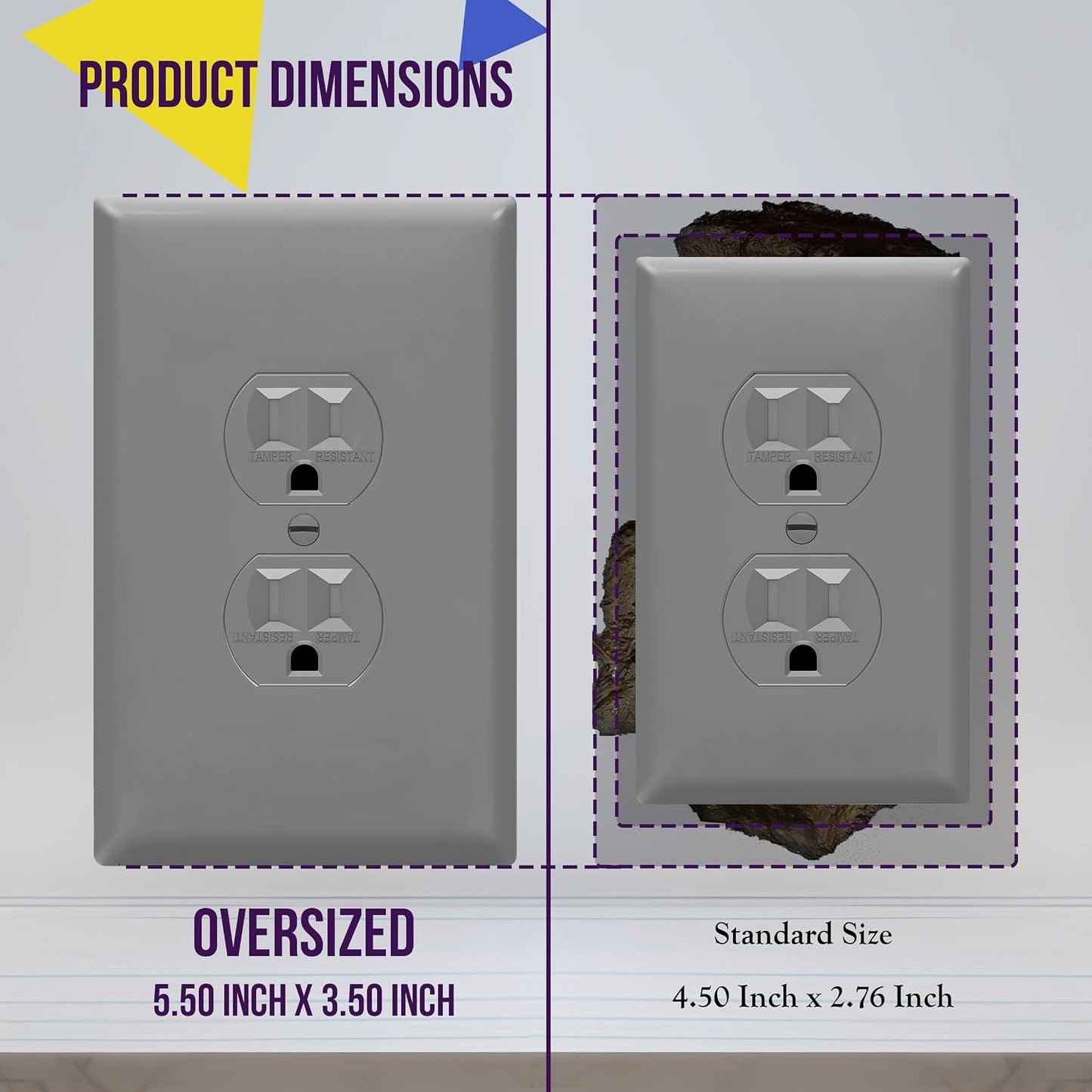 ENERLITES Duplex Receptacle Outlet Wall Plate, Jumbo Electrical Outlet Covers, Gloss Finish, Oversized 1-Gang 5.51" x