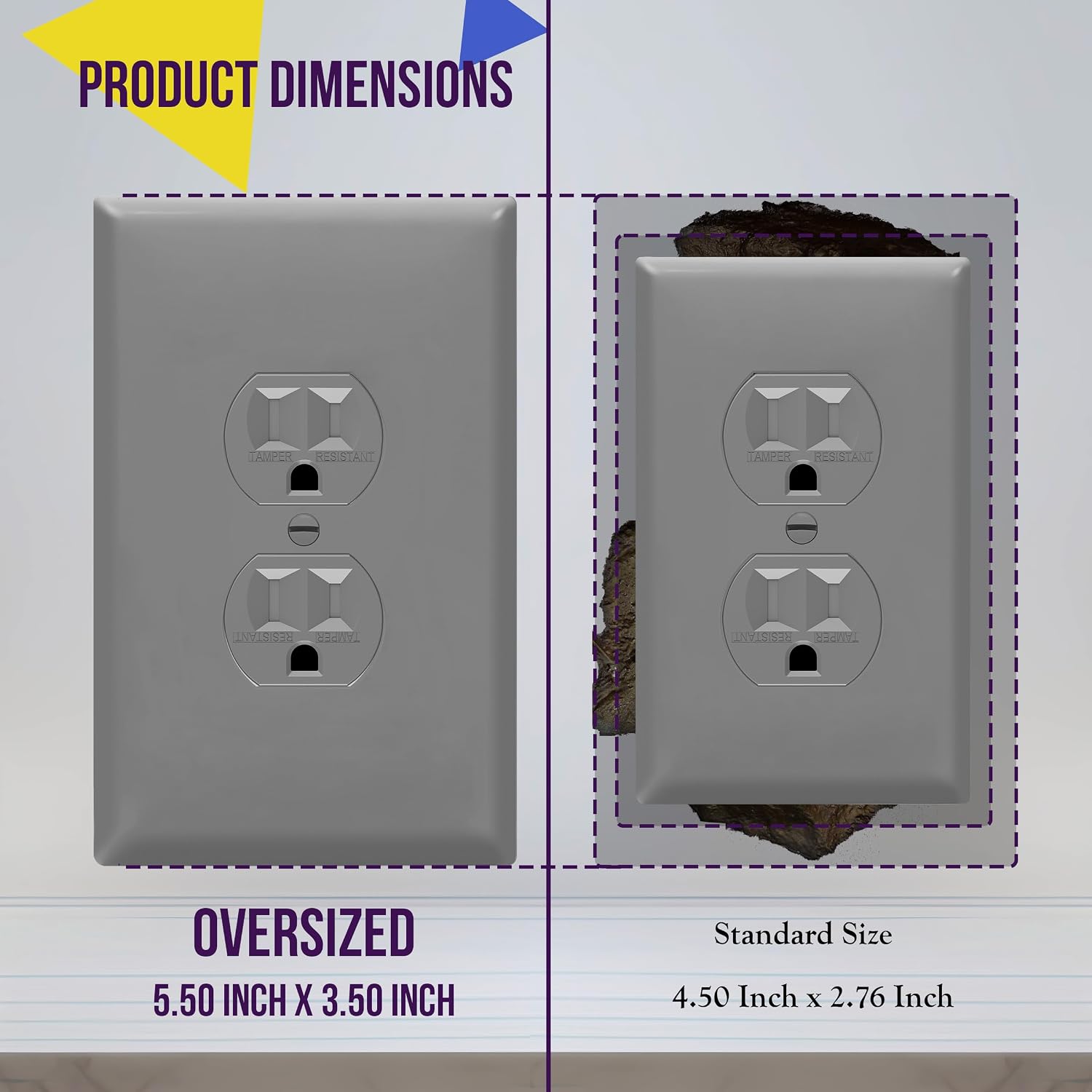 ENERLITES Duplex Receptacle Outlet Wall Plate, Jumbo Electrical Outlet Covers, Gloss Finish, Oversized 1-Gang 5.51" x