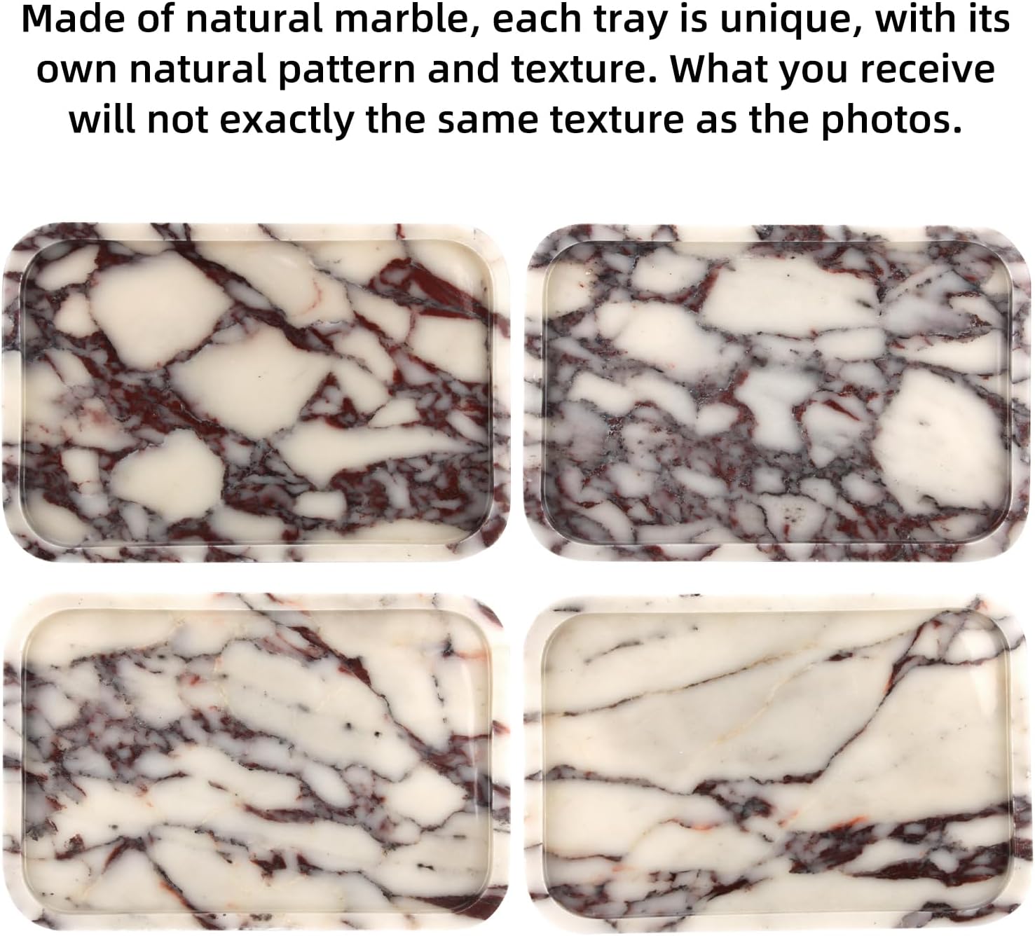 Marble Bathroom Vanity Tray / Calacatta Viola L / 8 x 0.7 x 12 / Natural