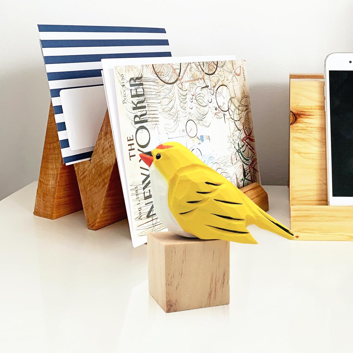 Bird Figurine / Vivid Bird Statue / Yellow Bird