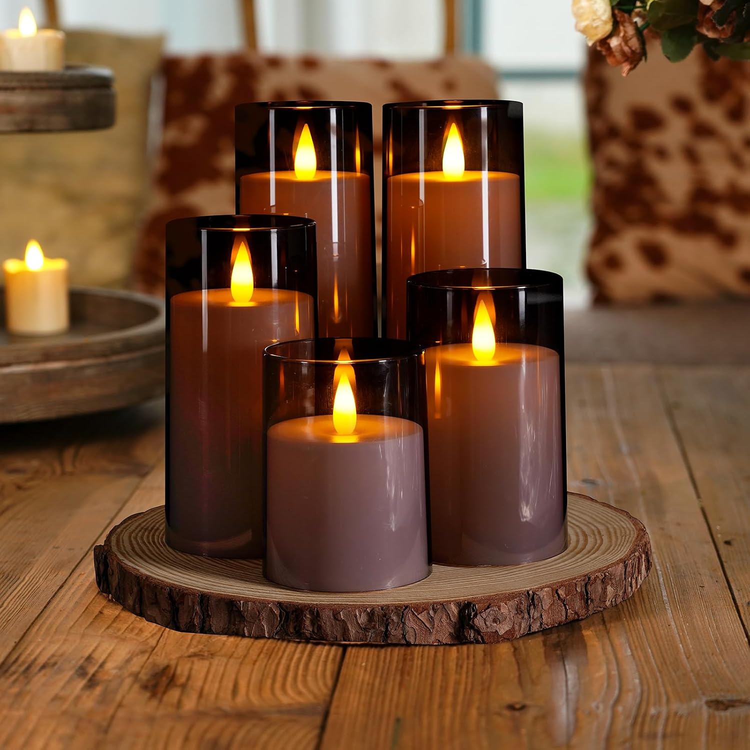 Homemory Realistic Flickering Flameless Candles with Remote Control & Timer | LED Fake Electric Pillar Candles Battery