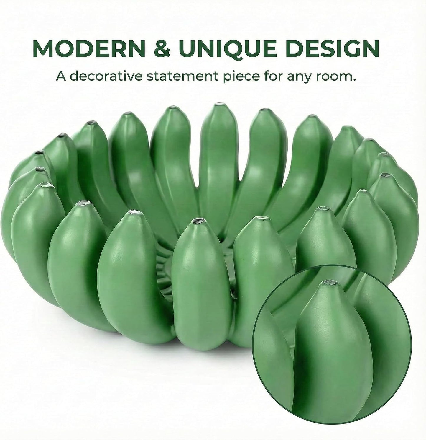 Banana fruit bowl holder Handcrafted Art Centerpiece / Green / 12 Inch