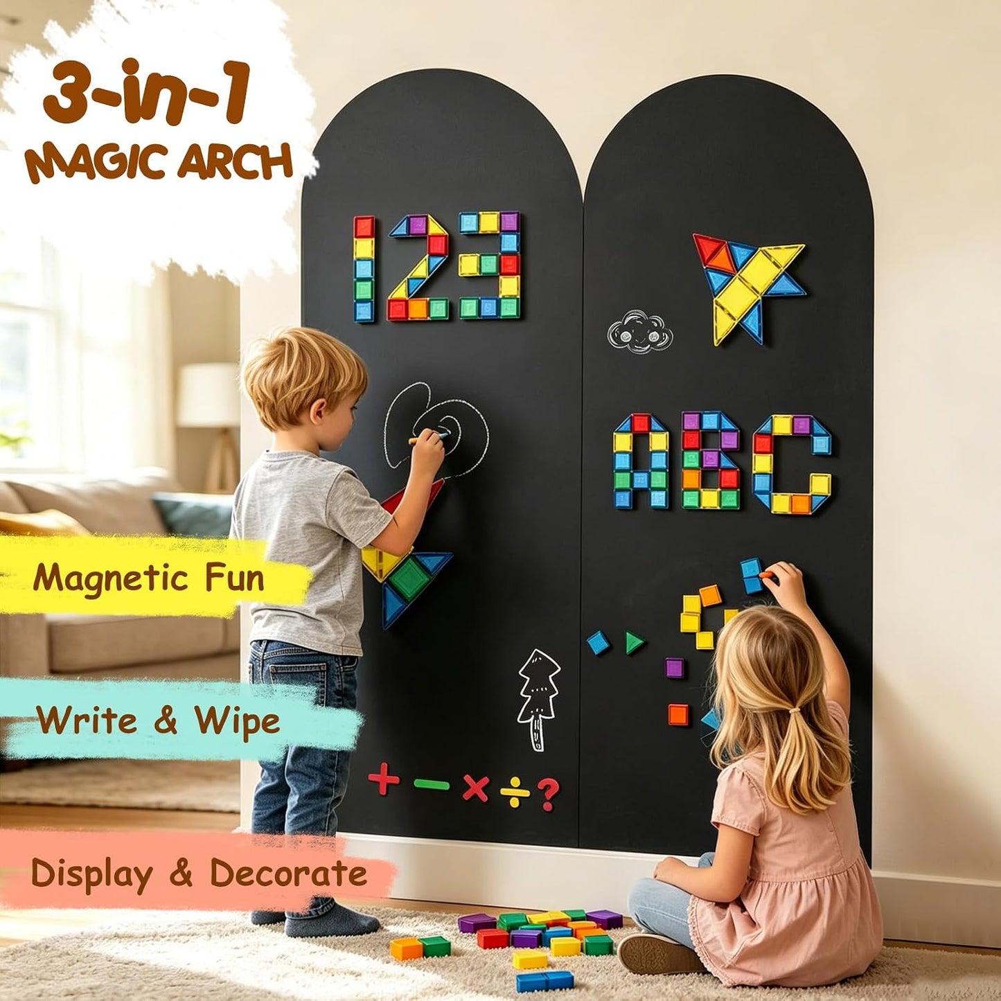Magnetic Arch Wall Decal / Black / 47.2 x 18 / Set of 87