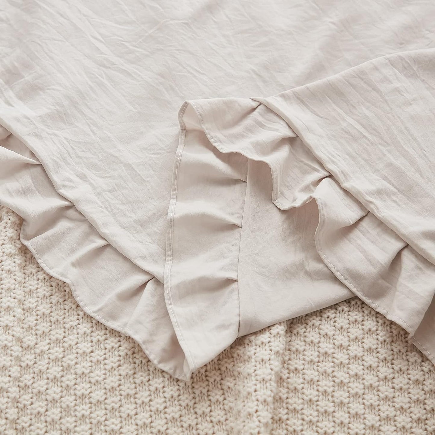 Grey Pillow Cover Long Pillowcase Ruffled Pillowcases Shabby Chic Ruffled / Body / Beige / 20 x 54