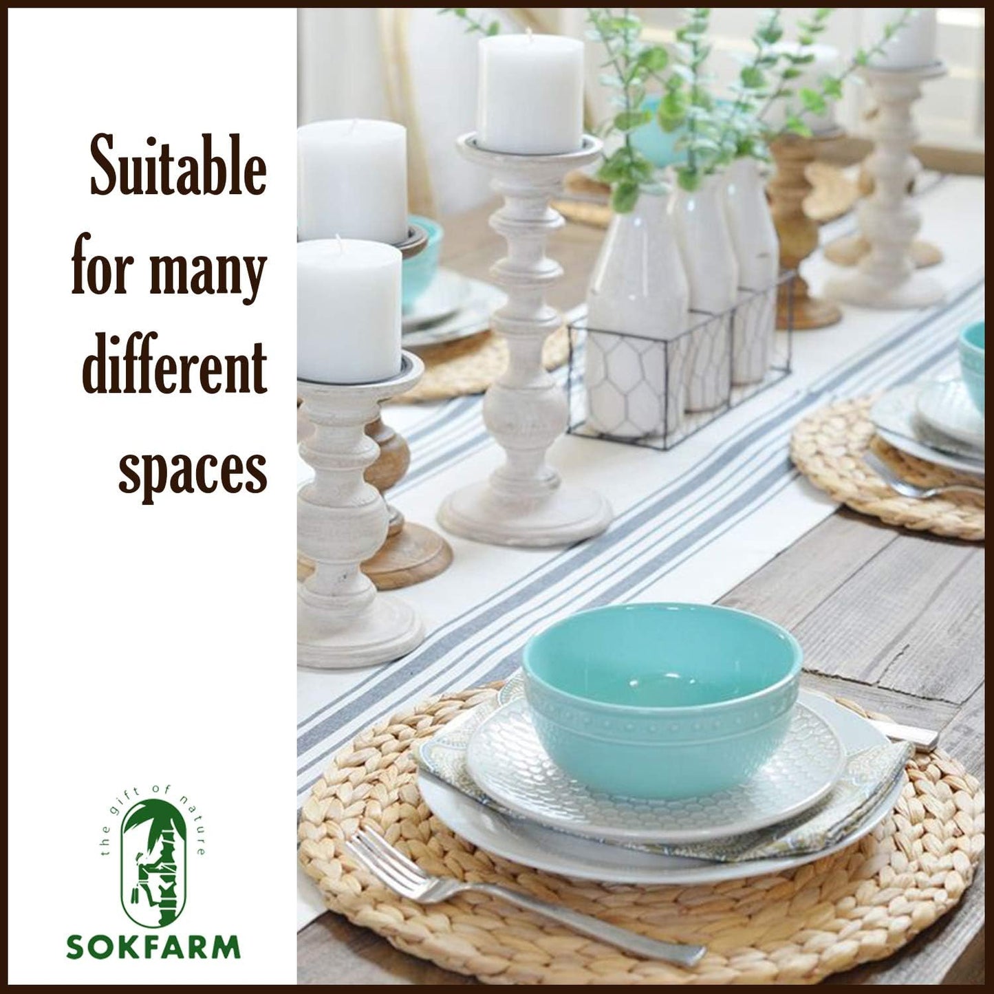 Round Woven Placemats Set of 8, Water Hyacinth Rattan Placemats 11.8 in, Small Charger Plates for Salad & Dessert