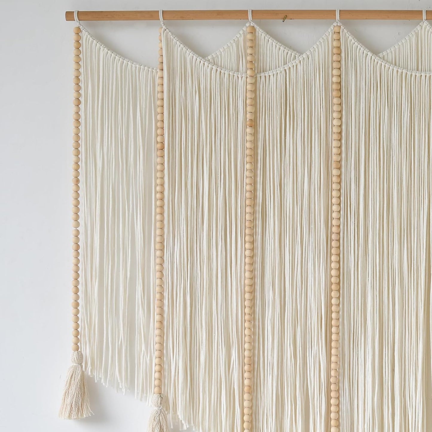 Macrame Wall Hanging Beads Boho Wall Decor / White