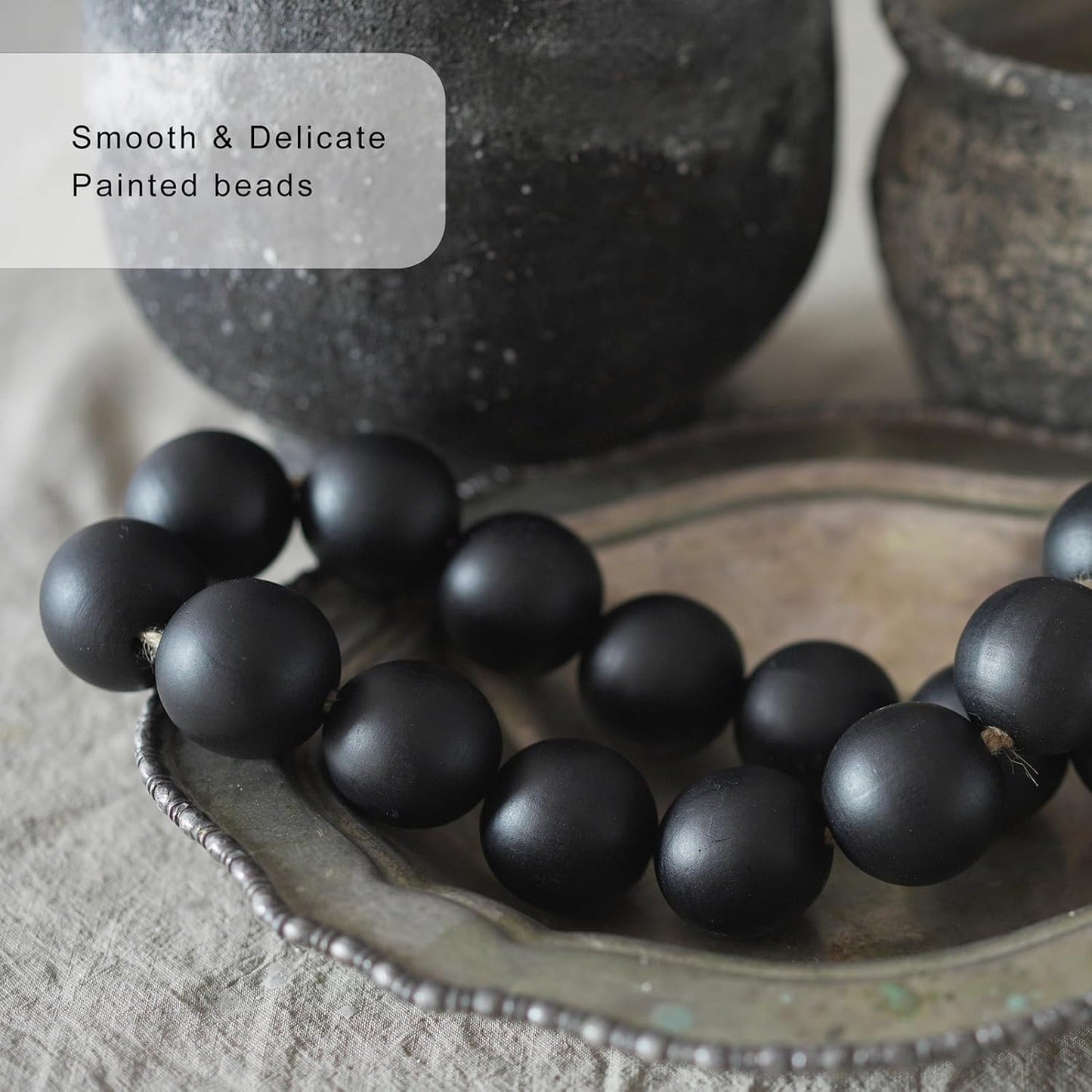 Wooden Beads Garland / 41 Inches / Black