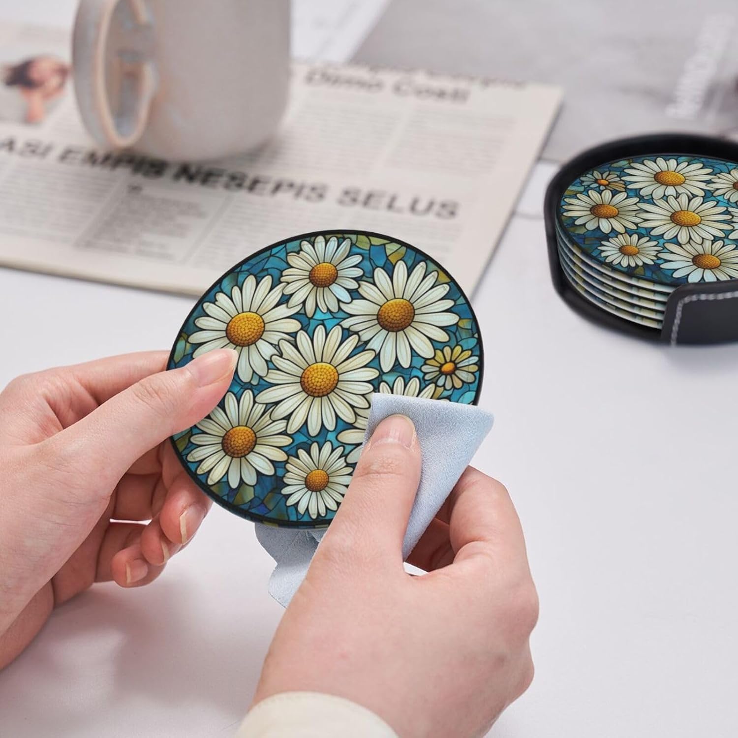Holder / Coasters for Drinks / Daisy / Set of 6