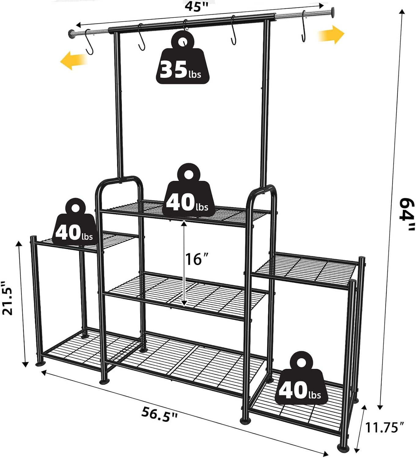 Simple Trending Plant Stand Indoor Outdoor, Metal 3 Tier Tall Hanging Plant Shelf for Multiple Flower Planter Large
