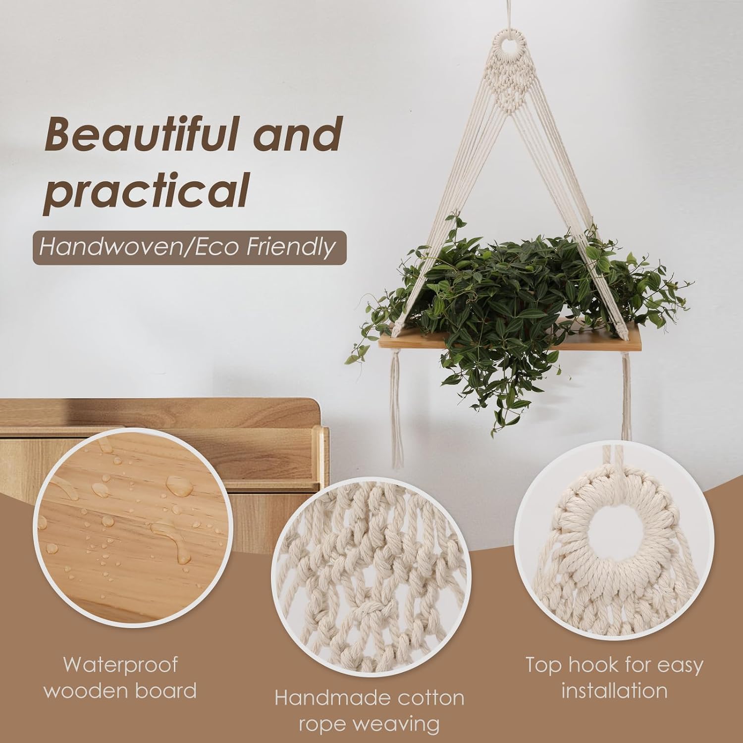 Boho Wooden Display Floating Shelves / Nature / Set of 2