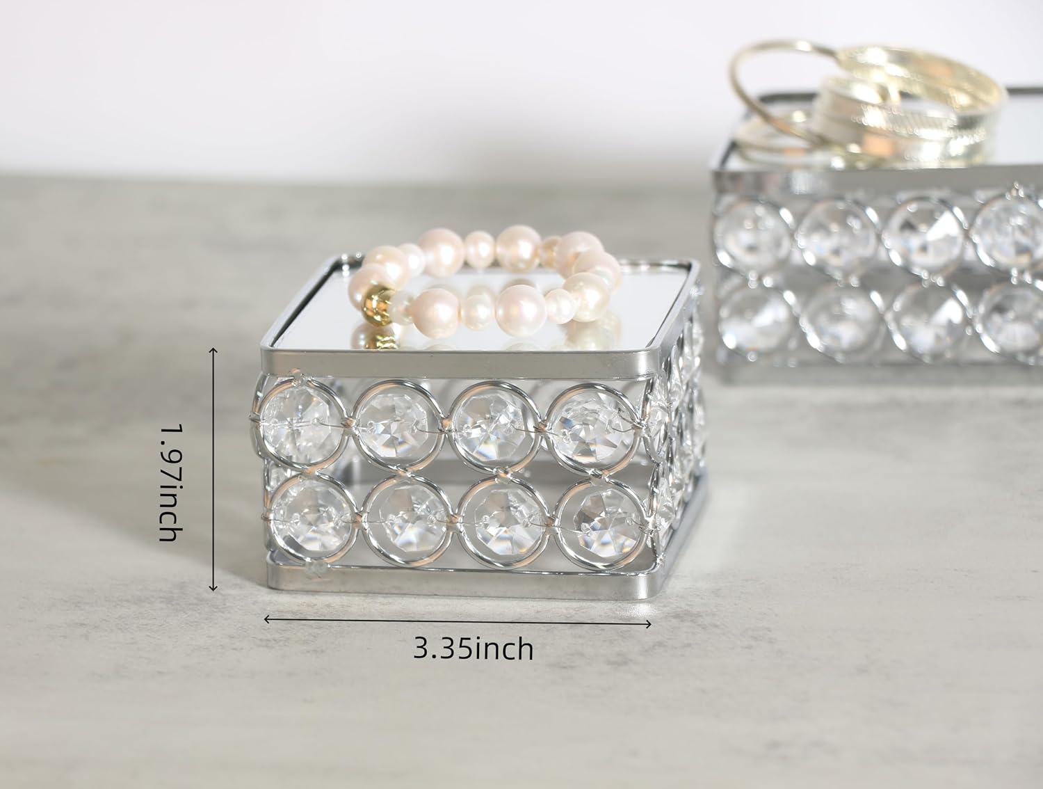Crystal Jewelry Display Stand Riser / Silver / Set of 2