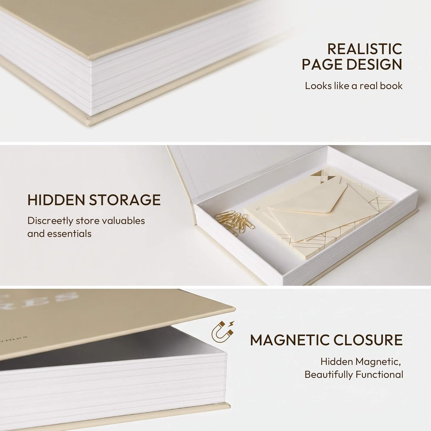 Elegant Decorative Book Boxes / Coffee Brown & Beige / Set of 2