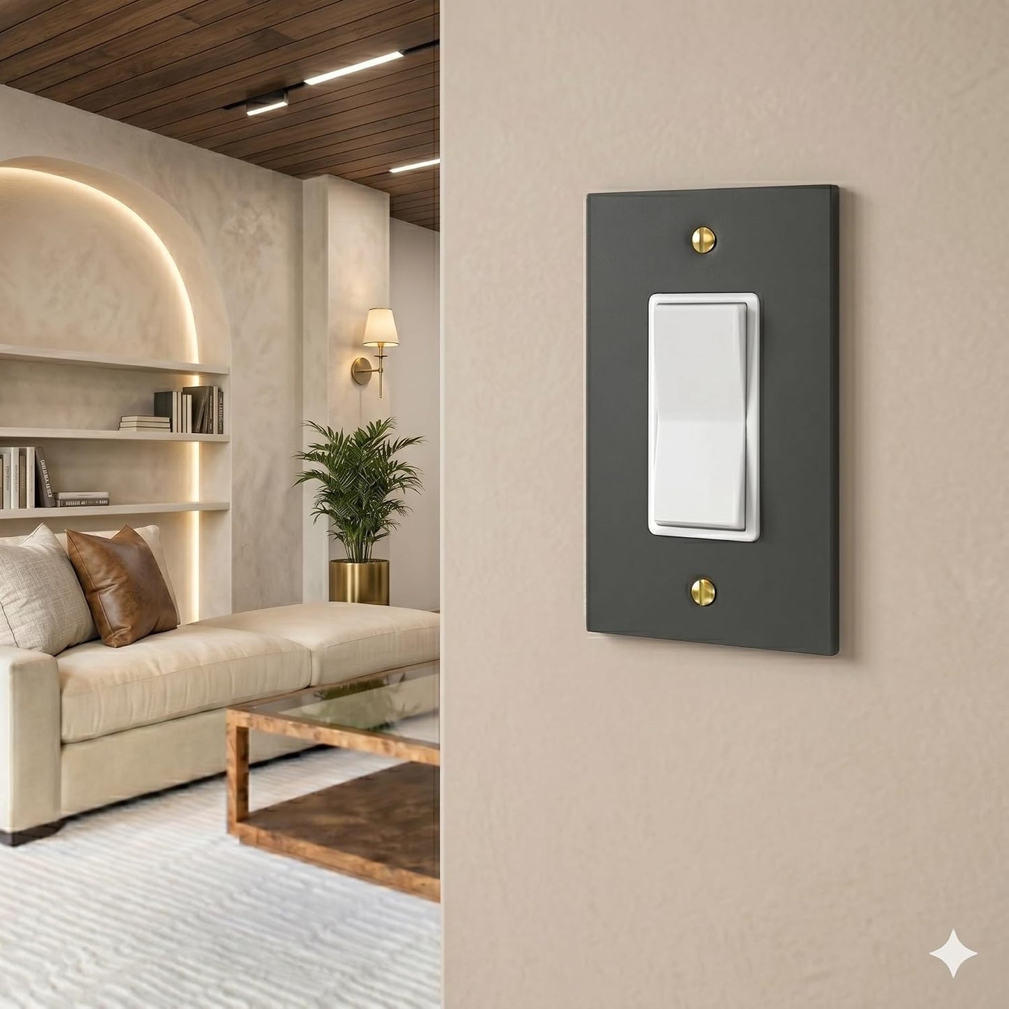 Rio Salto Forge Collection Matte Black Rocker Light Switch Cover 5-Pack Heavy Gauge Metal Wall Plates 5" x 3.13" with