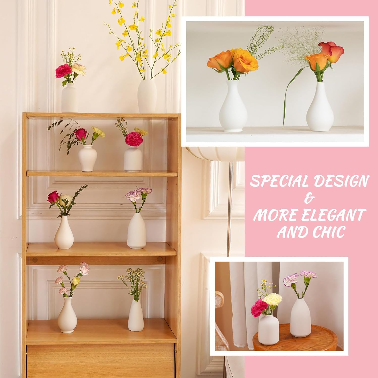 Ceramic Bud Vase / White / Set of 8