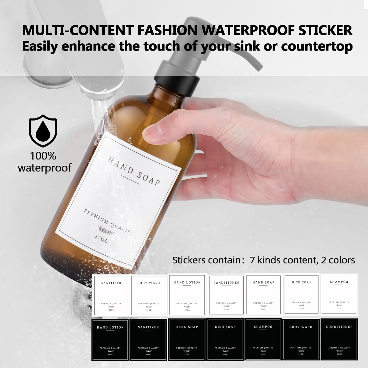 Thick Glass Soap Dispenser - Kitchen Dish Hand Soap Dispenser Set, Rustproof Pump Soap Lotion Dispenser Bathroom with