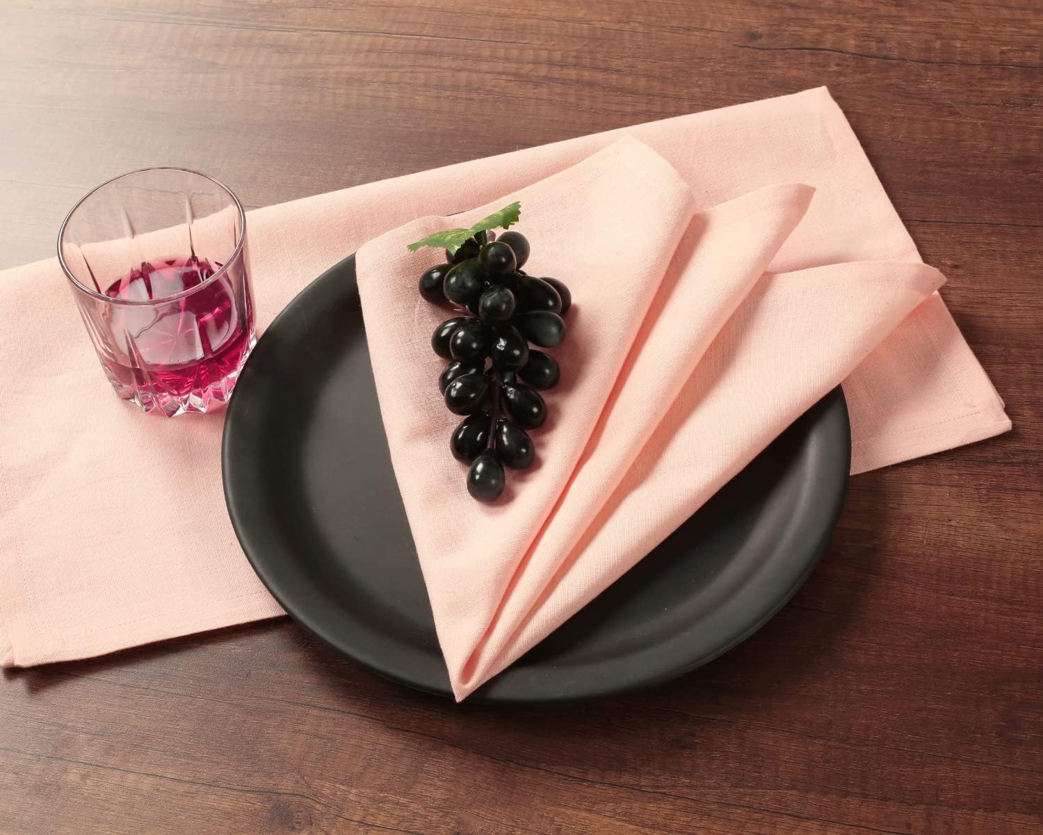 NATURALCRAFT Cloth Napkins Set of 12 Cotton Linen18x18 inch Peach | Washable Reusable Fabric Soft Durable Quality