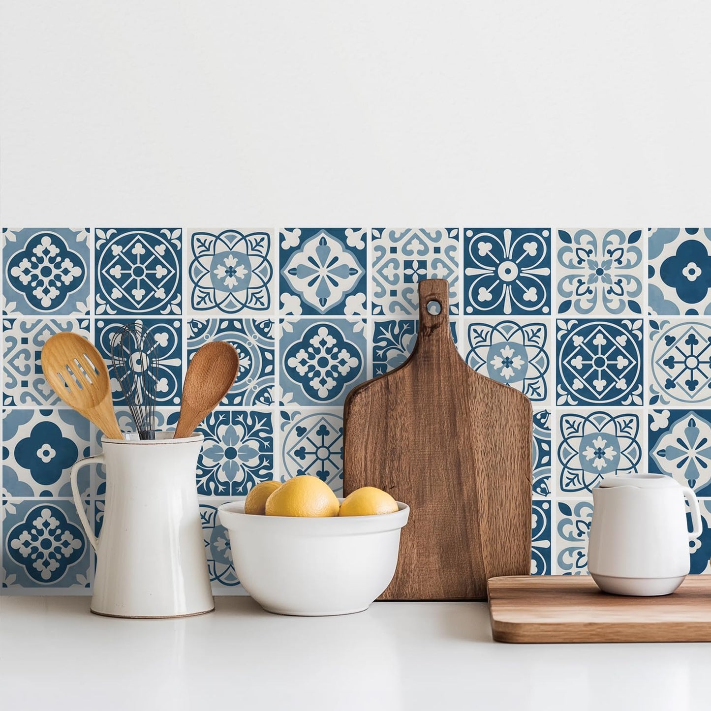 Mediterranean Tile Stickers / Blue / 4 x 4 / Set of 30